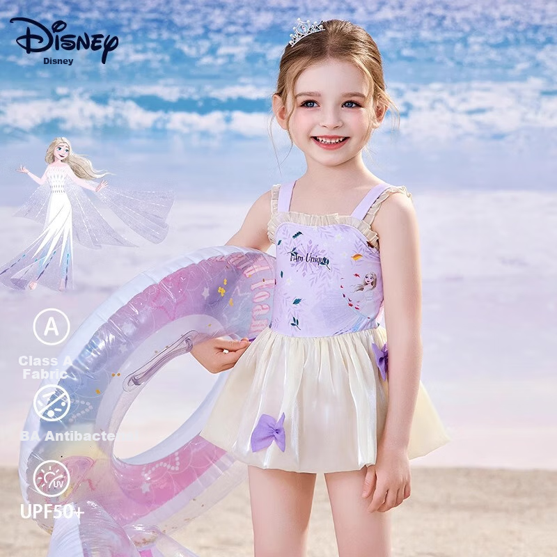 Dishini Girls' One-Piece Swimsuit for Children, Toddlers And Young Kids Aged 3-6 Swimming Costume D35042 Lavender Purple 110