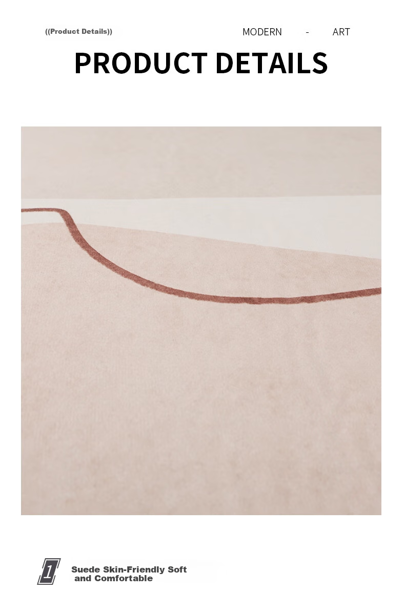 Qimian Crystal Velvet Living Room Carpet, Skin-Friendly Comfortable Dirt-Resistant Non-Slip, Kate, Modern Minimalist, 200*300cm 11