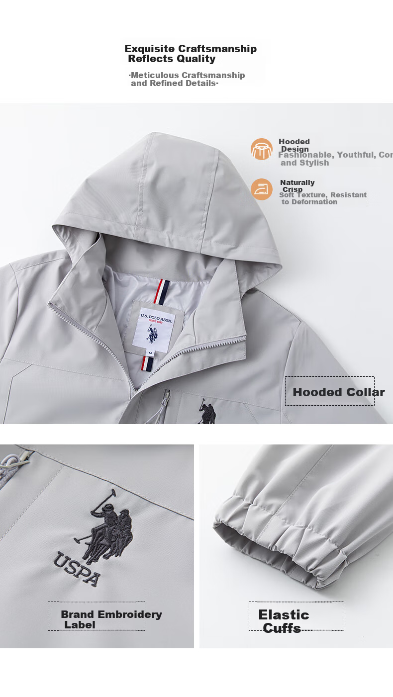 U.S. POLO ASSN. Men's Jacket, Spring And Autumn Business Hooded Jacket, Casual Workwear Loose-Fitting Commuter Outerwear for Me 2
