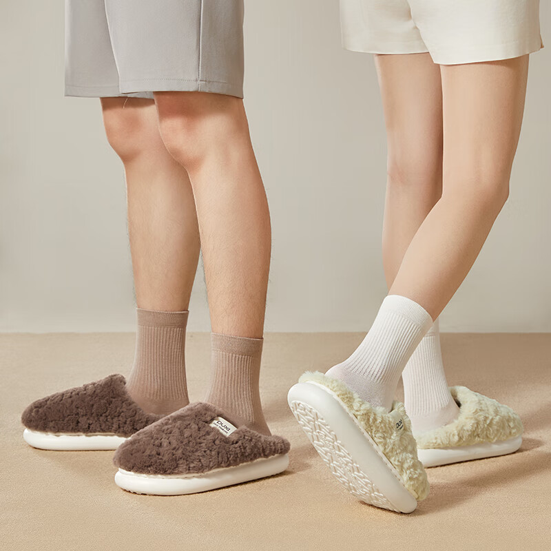 Puxi Couple Thick Dreamy Plush 5-Second Instant Warmth Outdoor Anti-Slip Casual Thick Sole Indoor Cotton Slippers