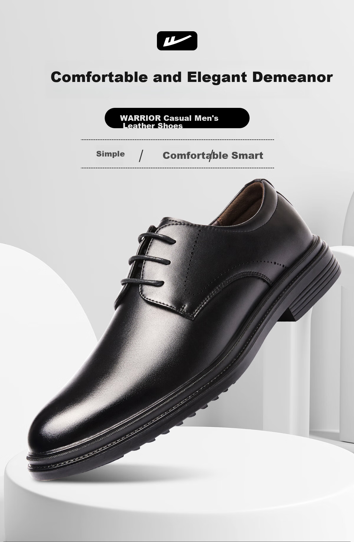 Huili Men's Shoes, Business Casual Leather Shoes, Comfortable Versatile Derby Shoes, Groom's Wedding Black Formal Shoes, Black, Size 44 1