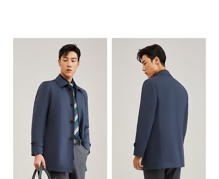 YOUNGOR [Detachable Goose Down Inner Liner Windbreaker] Autumn And Winter Executive Coat, Navy Blue (New), XL (180/100A) 21