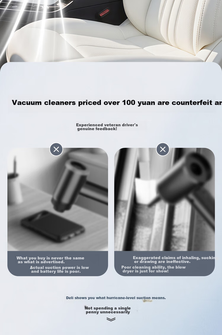 Deli Cordless Car Vacuum Cleaner, 5500pa Powerful Suction, 3C Certified, Long Battery Life, Low Noise, Compact Portable Vacuum Cleaner for Car And Home Use 3