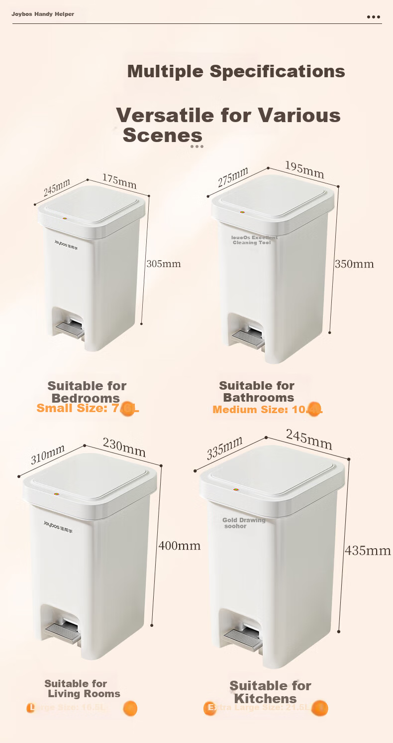Jiabangshou Pedal Trash Can, 21.4L Capacity, Dual Opening Lid, Hand Press And Foot Pedal Operation, Large Size for Home Kitchen Use, High Capacity 13