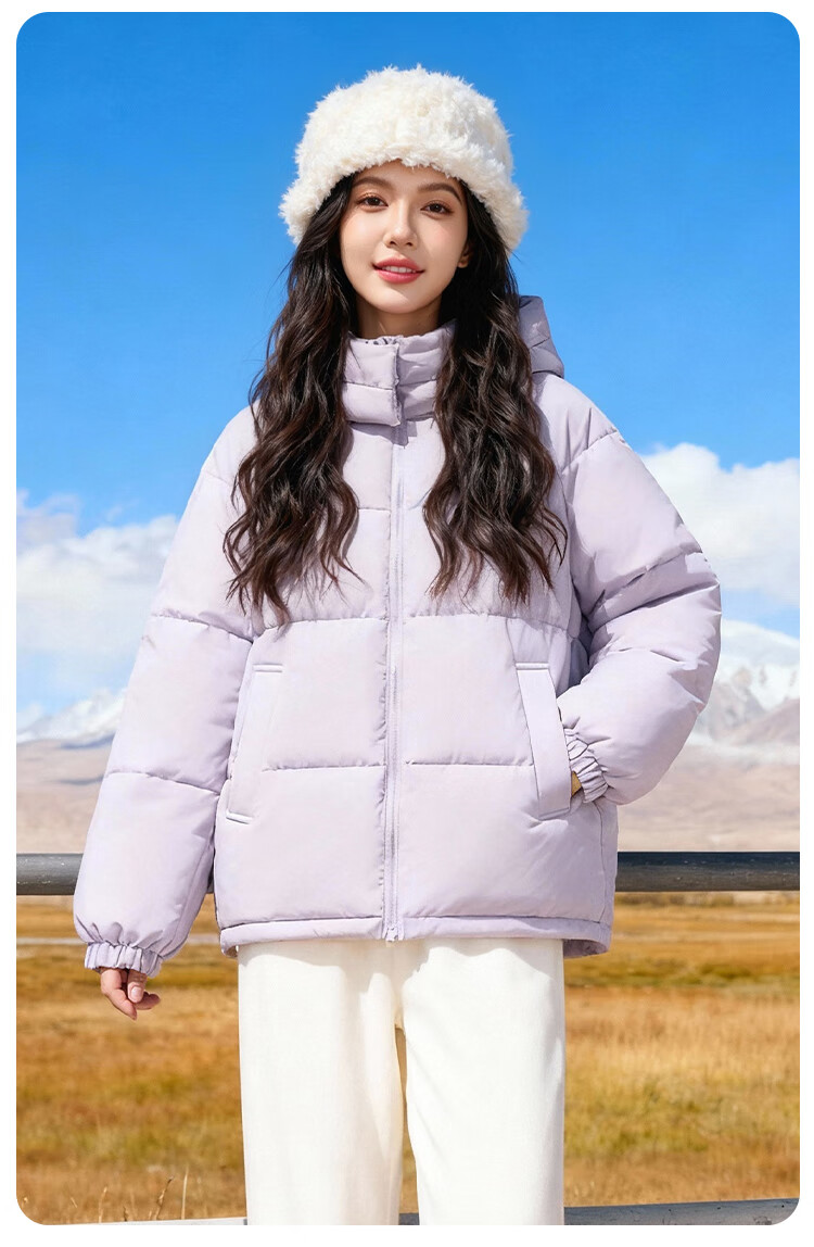 Baleno Women's Hooded Cotton Padded Jacket 2026 Winter Thickened Warm Casual Fashion Commuter Petite Outfit Coat 17
