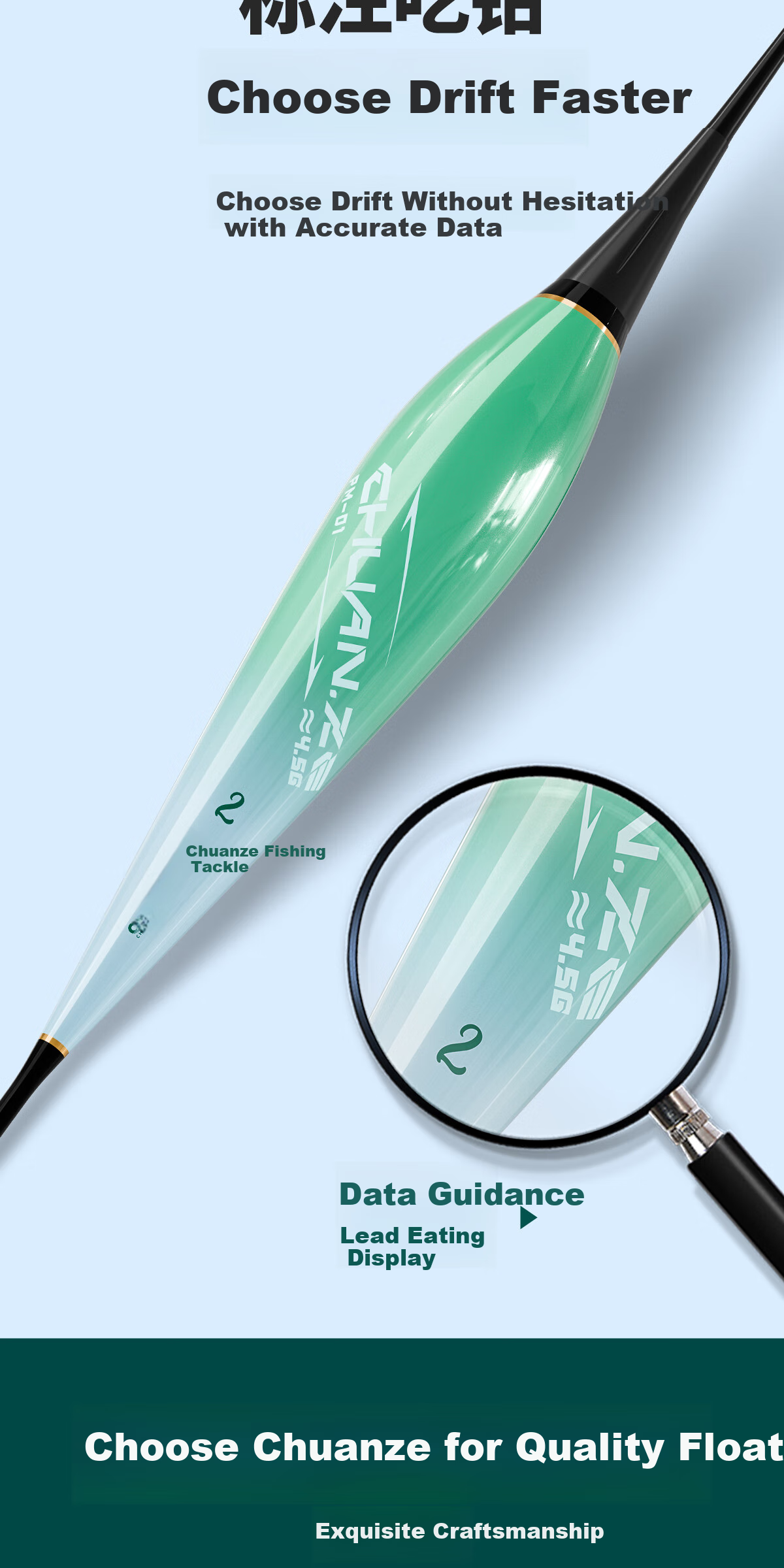 Chuanze Big Fish Float, Bite-Sensitive Hook, Color-Changing Float, Day And Night Use, Luminous Float, Thickened Eye-Catching Fish Float PM02-2 10