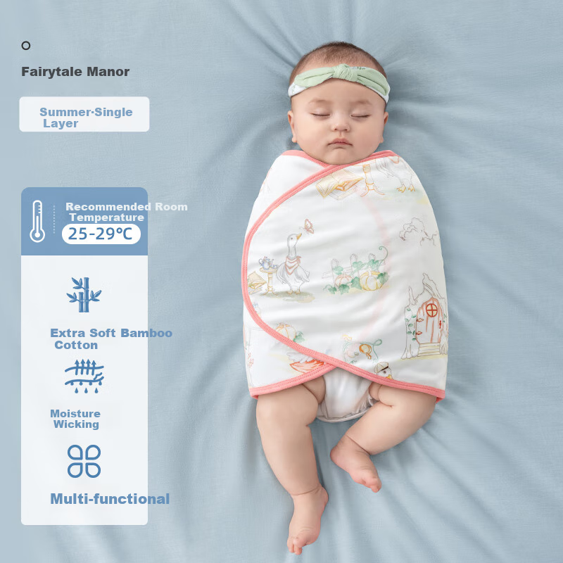 Beitaisi Baby Anti-Startle Sleeping Bag Swaddle, Summer Single-Layer Style, Newborn Swaddling Cloth, Baby Sleeping Aid, Tonghua S
