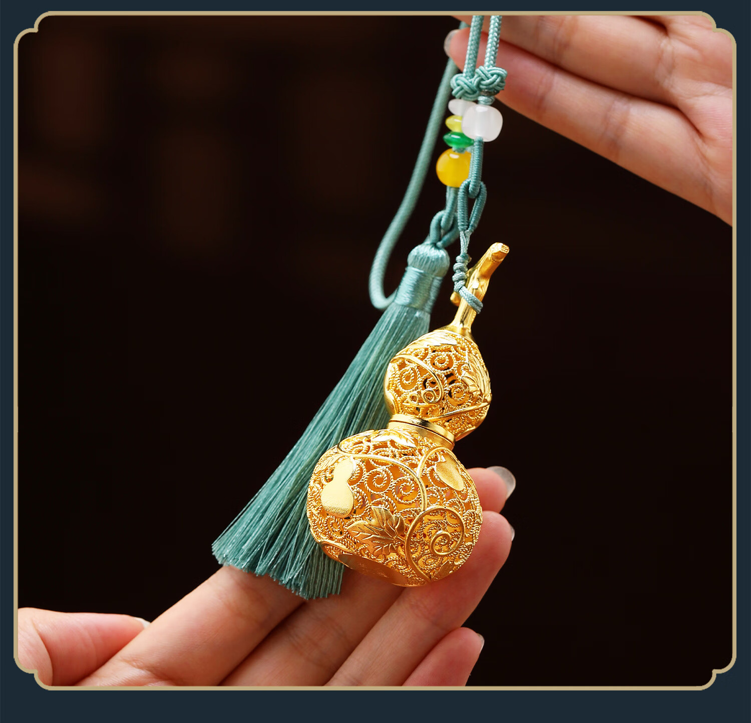 Daming Copper Craftsman Fortune and Happiness Filigree Small Gourd Copper Ornament Car Hanging Keychain Office Desktop Opening Creative Decoration 3