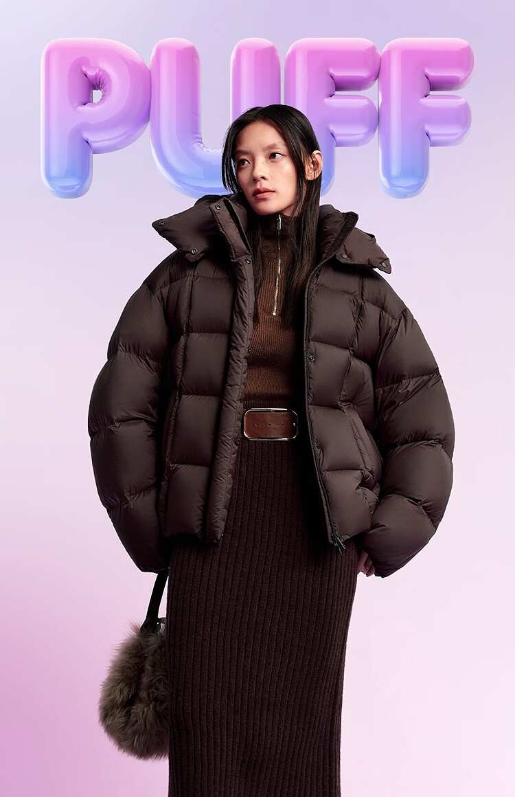 BOSIDENG 25 Years Puff Down Jacket Women Winter 90% Down Thickened Removable Hood Loose Short Lazy Style Coat 1