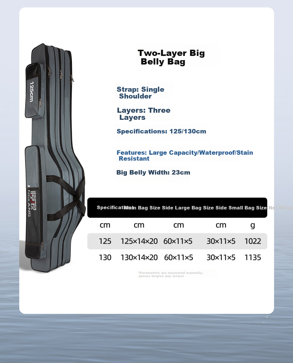 Jinglang 125CM Double-Layer Large Belly Bag, Fishing Tackle Bag, Waterproof Rod Bag, Fishing Bag, Sea Rod Hand Rod Lure Rod Fishing Rod Bag, Fishing Tackle 14
