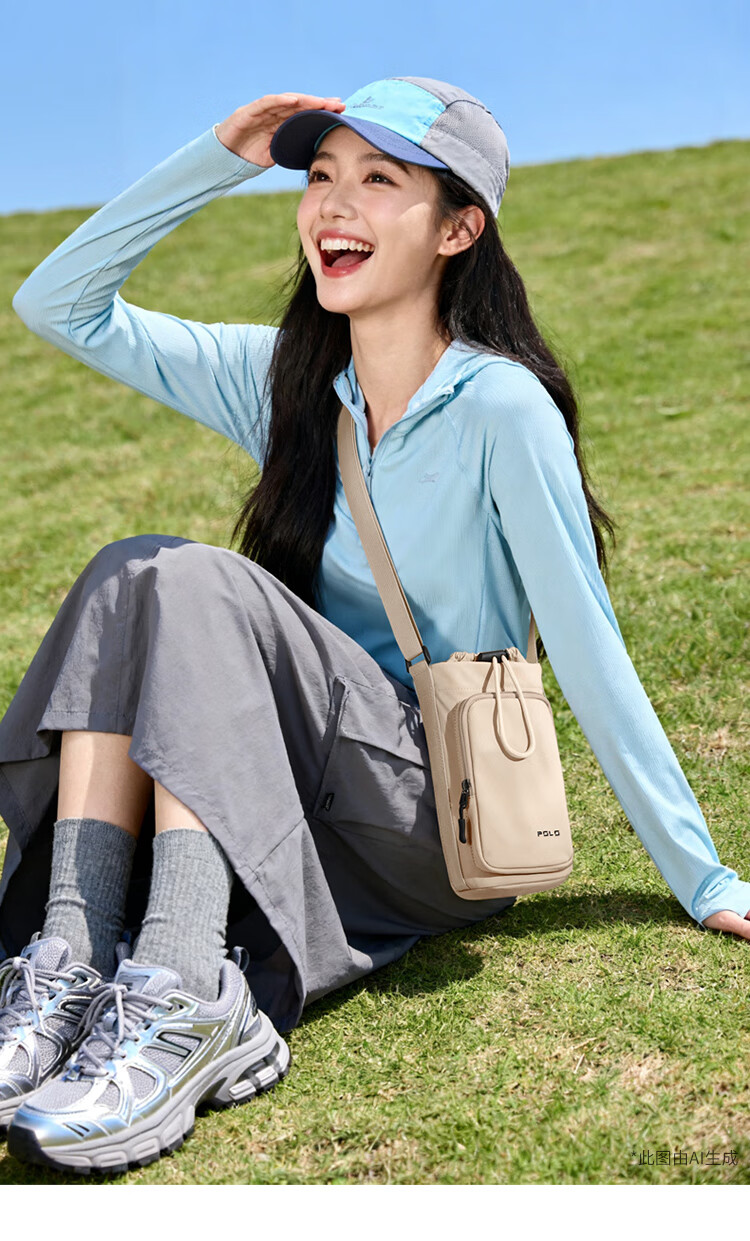 POLO Women's Drawstring Shoulder Bag Large Capacity Phone Bag Sports Crossbody Bag with Water Bottle Holder Wide Opening Sling Bag 2