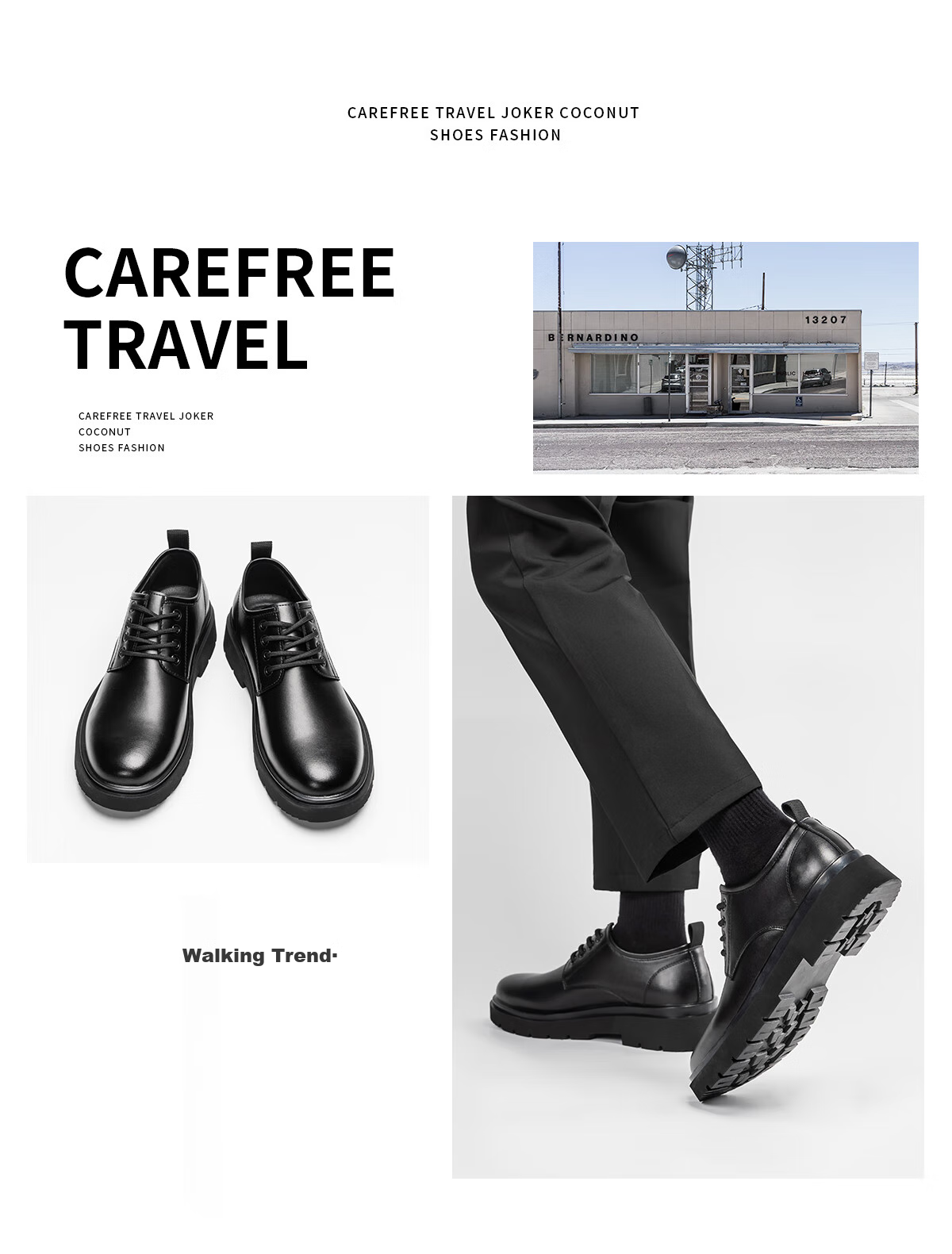 Huili Leather Shoes for Men, Business British Style Derby Shoes, Formal Black Casual Shoes, Lace-Up Soft-Soled Groom Versatile Men's Shoes 4