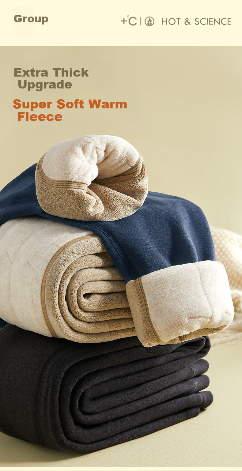 Hengyuanxiang 100% Wool Knee Pads for Men, Warm Pants with Fleece Lining, Thickened Autumn Pants, 10A Antibacterial Cotton Pants for Base Layer in Fall And Winter 3