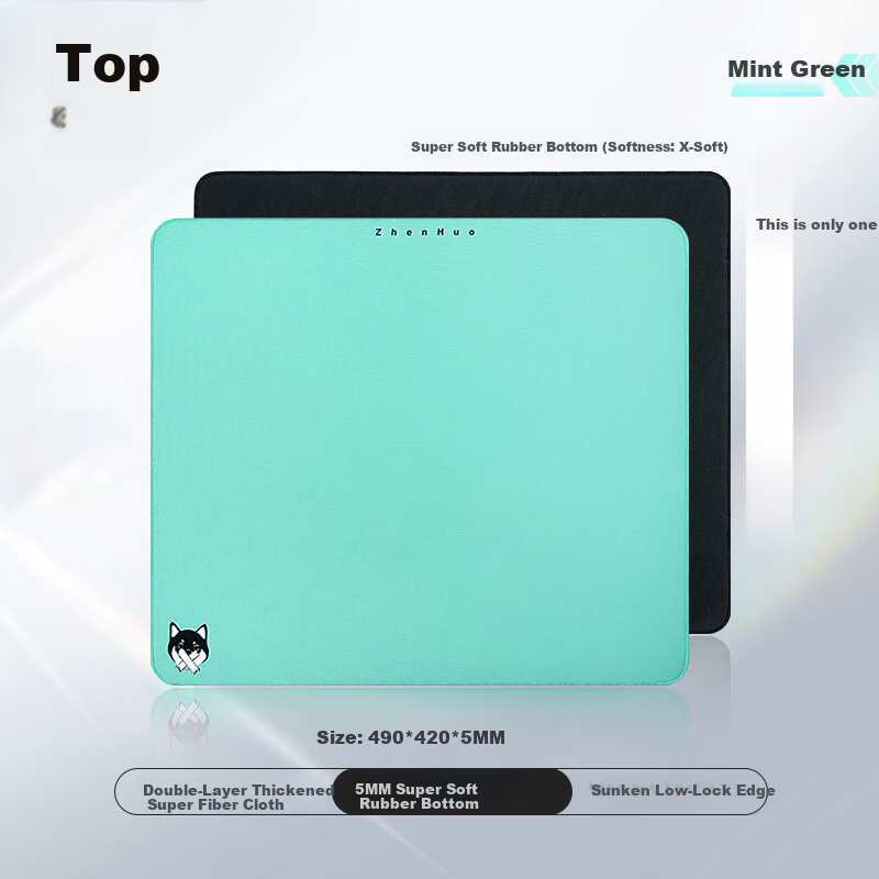 Zhenhuo Gaming Mouse Pad for FPS, Solid Color Edge-Bound Skin-Friendly Rubber Mat, Large Office Desk Pad, Wanchu CSGO Green 490*420*5 with Rubber Base