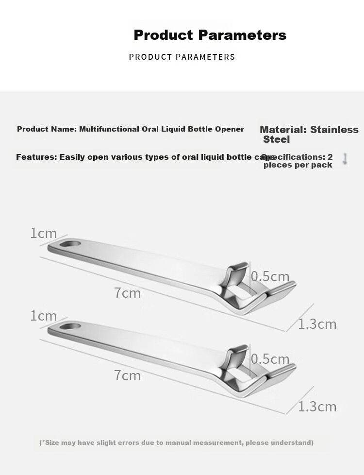 Dipuer Oral Liquid Bottle Opener Multi-Functional Dual-Purpose Lid Opener for Antibiotic Aluminum Caps, Upgraded Two-Pack Set 2