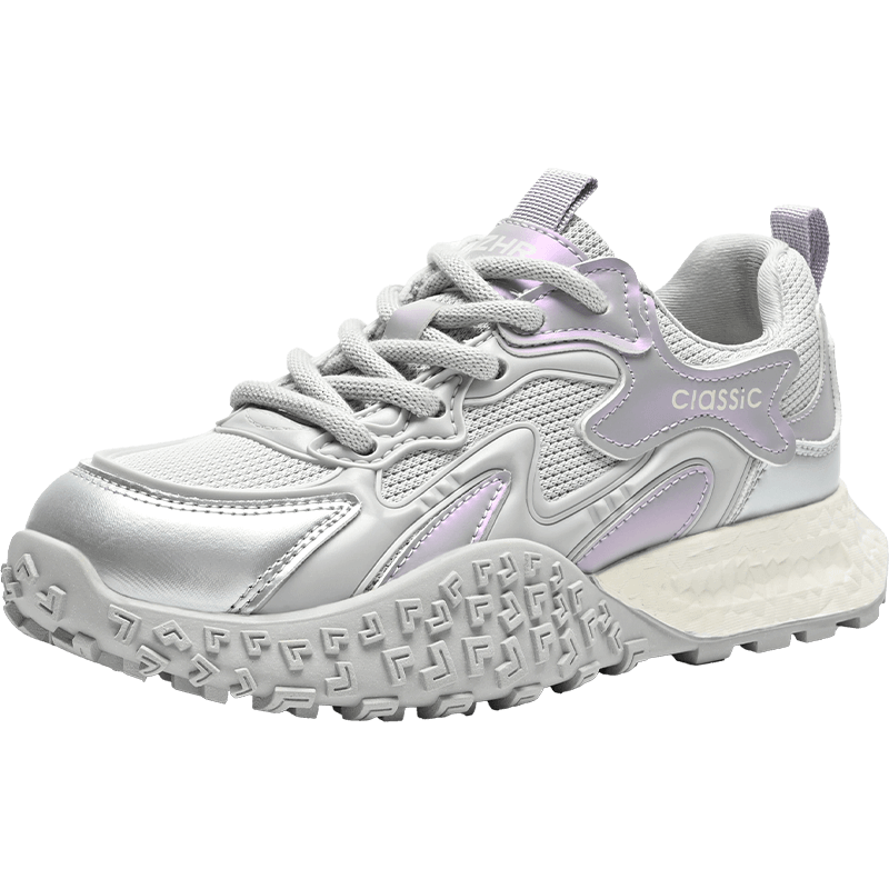 ZHR Women's Retro Sports Casual Shoes Thick Sole Height Increasing KS210F Gray Purple Size 38