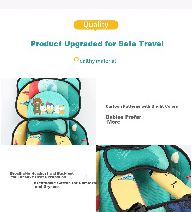 Dijialun Car Child Seat Cushion, Simple Portable Safety Belt Fixer, Shoulder Pad, Cartoon Girl Seat Cushio 10