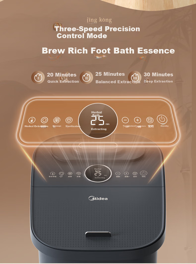Midea Foot Soaking Bucket with Heating And Warming Function, Electric Foot Bath Basin with Automatic Massage, Hot Foot Wash Basin with Deep Heat Extraction, One-Button Cooking Function, Birthday Gift for Boyfriend Or Girlfriend ZL501 8