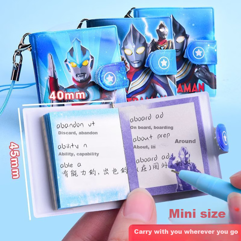 IiGEN Pocket Notebook for Boys, Ultraman Portable Mini Journal, Compact Vocabulary Book, Small Memo Pad, Notebook with Card Holder, Jide + Saiero YZ7013 3