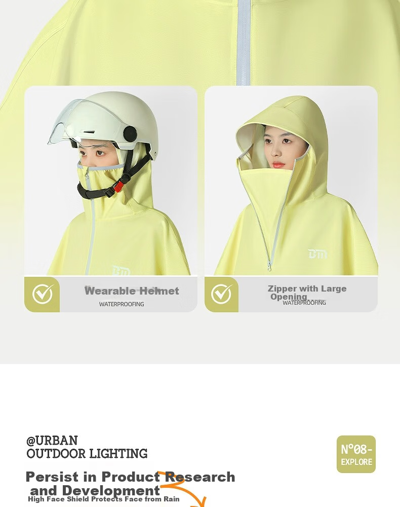 Beimei Electric Scooter Raincoat, Extra Large And Thick Long Style, Full-Body Protection against Heavy Rain, Adult Women's Single-Person Specialized Poncho 4