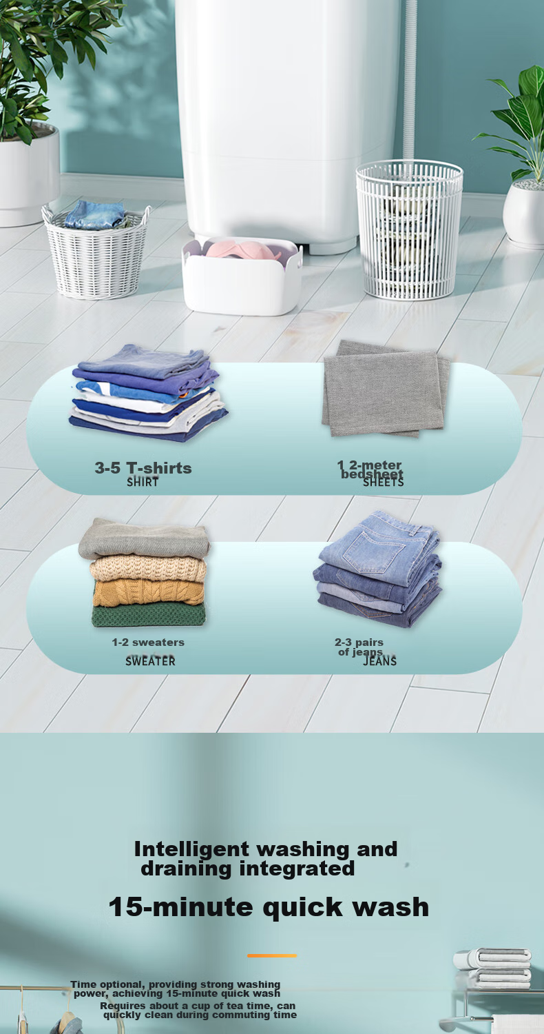 VCJ Home Small Mini All-In Washing And Deodorizing Machine, Large Capacity, Lazy Person's Gadget, Clean And Odor-Free, XP30-75 White 8