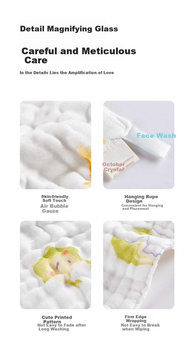 Shiyuejiejing Gauze Square Towel, 6-Layer, 3-Pack, Class A Pure Cotton Drool Bib, Ultra-Soft, Washable, Wanderlust Plan, 30*30 10