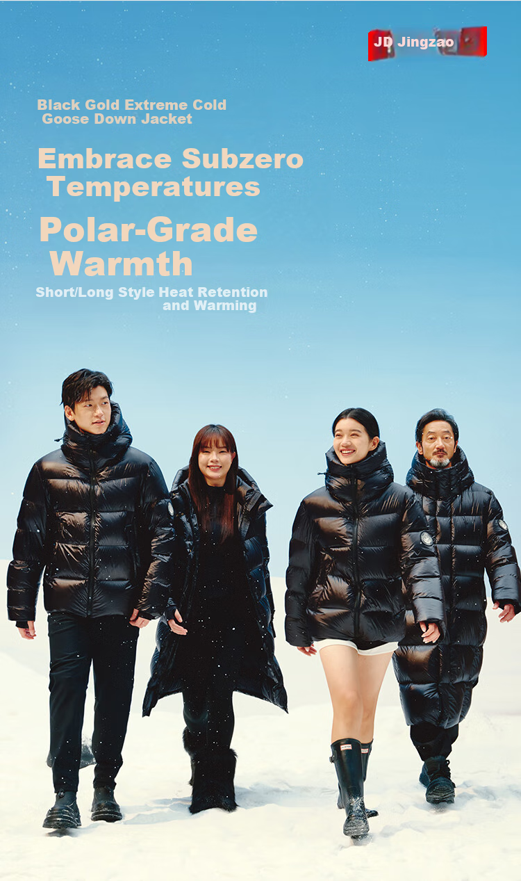 JD Original [Black Gold Series] Imported White Goose down Short down Jacket for Women, Winter Coat, Obsidian Black, XL 2