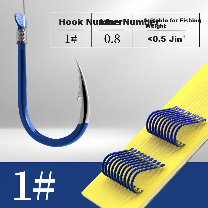 Xionghuo Fishing Hooks, Iseni Line Double Hook Barbed, 0.8 Line Size 1, Hand-Tied Finished Fish Hooks, Ready-Made Fishing Line, Platform Fishing Line Set, Fishing Accessories