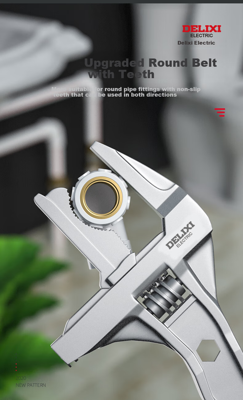 DELIXI Bathroom Wrench Tool, Multi-Functional Short Handle Wide-Mouth Repair Spanner, Drain Pipe Air Conditioner Adjustable Wrench 2