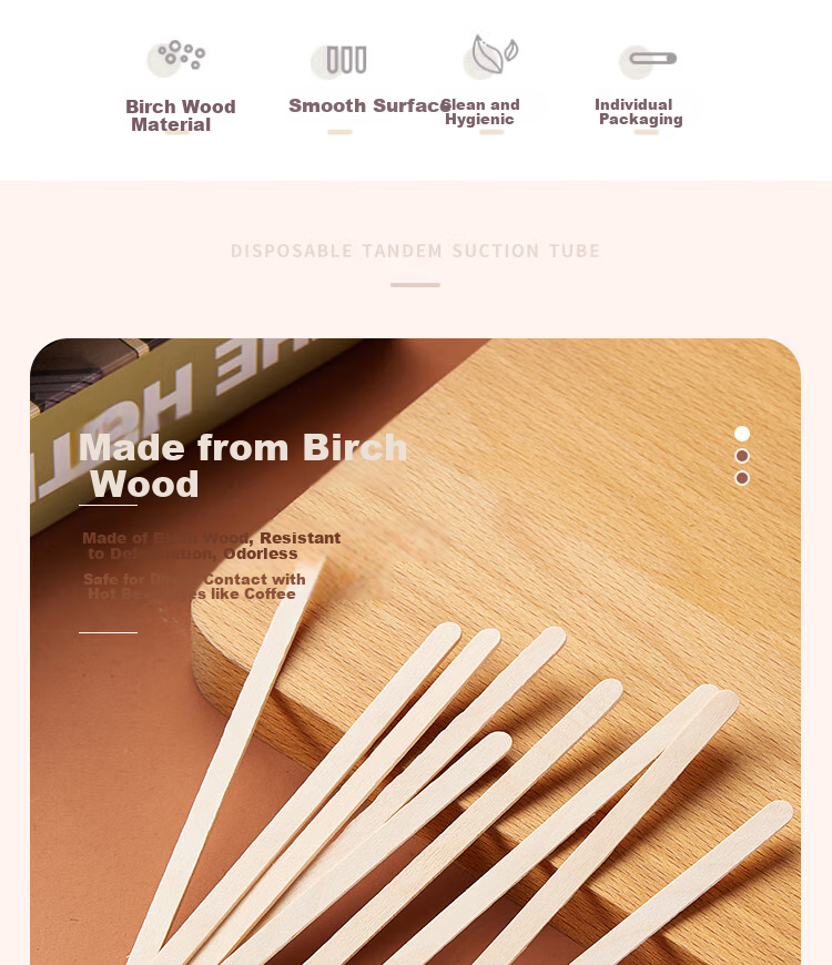 Xingfang Stirring Rod, 14cm Wooden Disposable Coffee Spoon, Portable Individual Packaging, 500 Pieces Per Pack 2