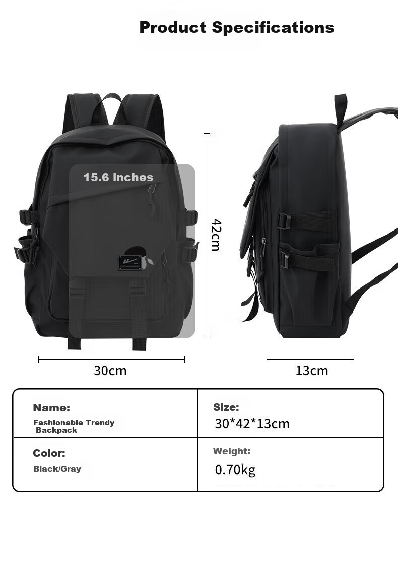 Huili Backpack for Men, Large Capacity School Bag for Middle School, High School And College Students, Lightweight Casual Travel Water-Resistant Laptop Bag 4