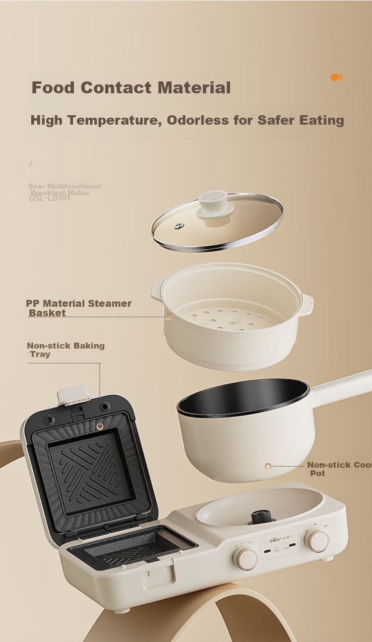 Bear Breakfast Machine, Sandwich Maker, Toaster, Bread Maker, Detachable Pancake Griddle, Electric Griddle, Light Meal Machine, Sandwich Maker DSL-C10M1 13