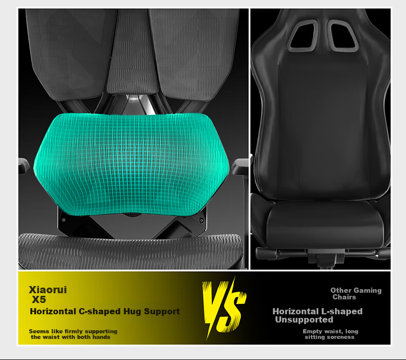 Xiaoqi X5 Gaming Chair, Ergonomic Chair, Gaming Computer Chair, Office Student Home Use, Dual C Lumbar Pillow, Reclining, Long Sitting without Fatigue 8