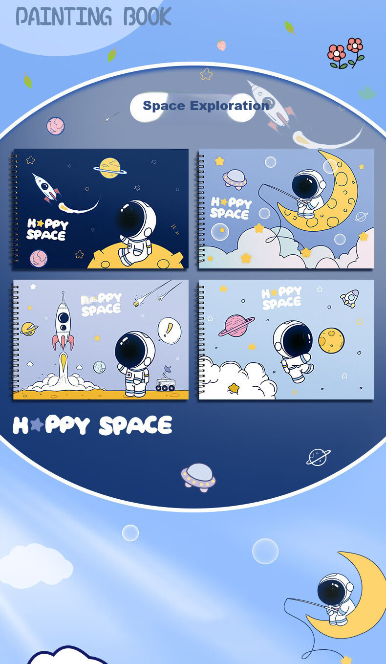 Diyu Children's Drawing Book, Blank A4 Kindergarten Sketchbook, Thick Paper for Primary School Students' Art Drawing, 4 Books 3