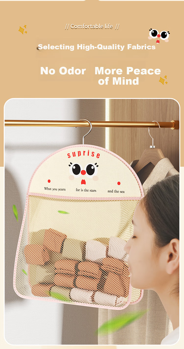 Fanyejia Wardrobe Underwear Storage Hanging Organizer, Double-Sided Wall-Mounted Storage Bag, Student Dorm Underwear Bra Sock Organizer 6