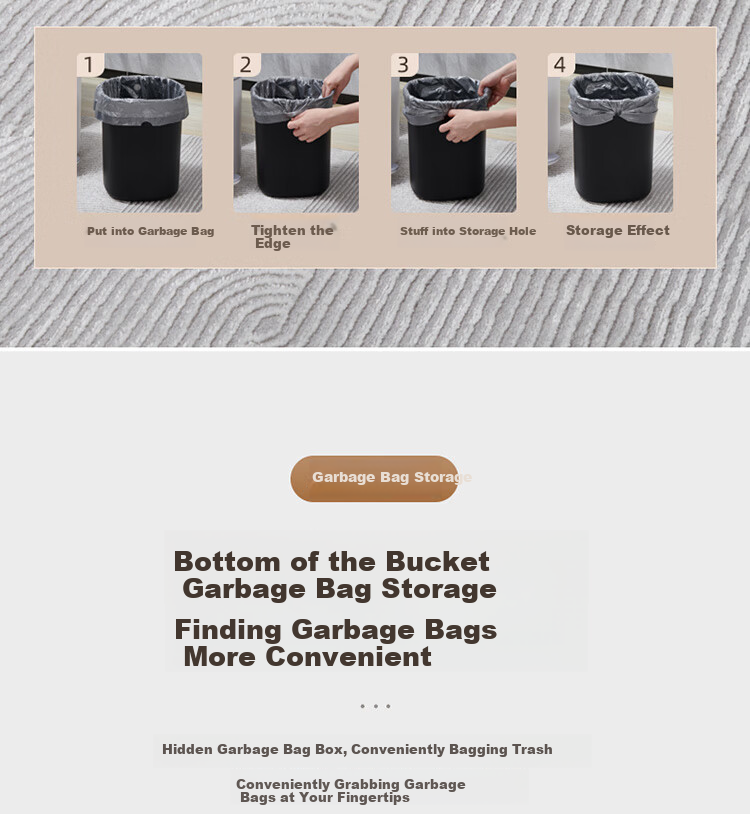Ecoco Trash Can, 12L Capacity, Home Use, Automatic Bagging, for Bathroom, Living Room, Bedroom, Kitchen, Garbage Bin, E24211 Yellow 9