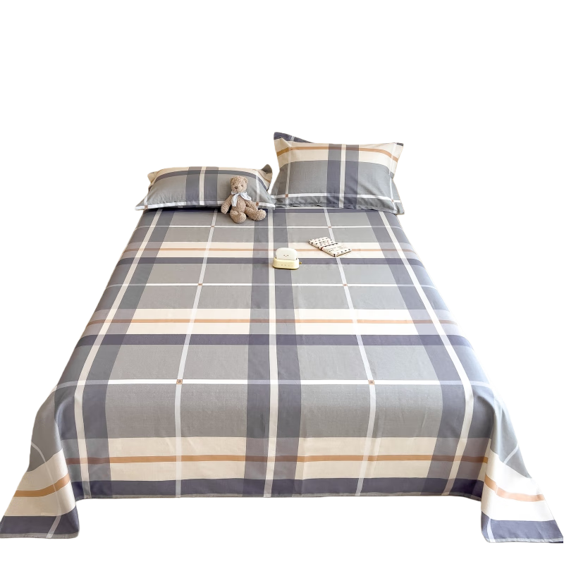 Aiwei Bed Sheet Single Piece Pure Cotton Bedding Student Dormitory Single Cotton Sheet Sketch-Gray 160*230cm