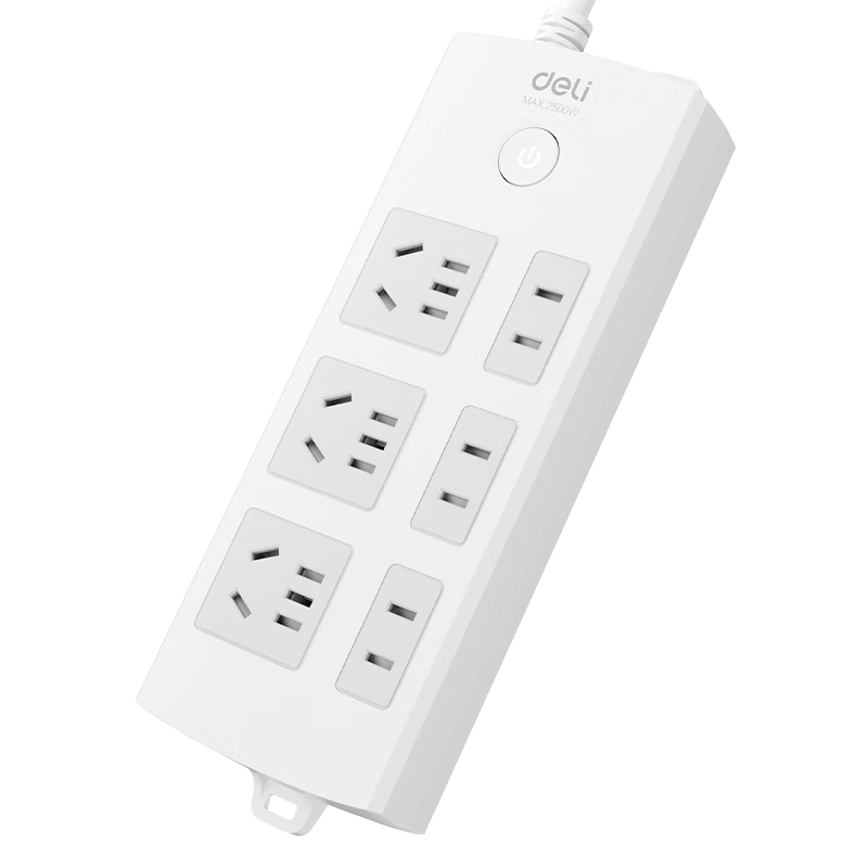 Deli 3C Certified National Standard Safe Power Strip, Extension Cord/Power Bar/Power Strip/Outlet Strip/Power Board, Master Switch, Child Safety Lock, 6 Outlets 3 Meters, 18209