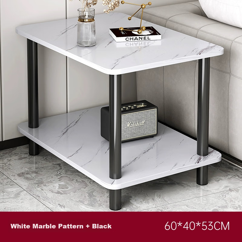 Gupujia Coffee Table, Simple And Luxurious Living Room Side Table, Small Apartment Guest Side Table, Balcony Double-Layer Storage Small Table, Tea Table