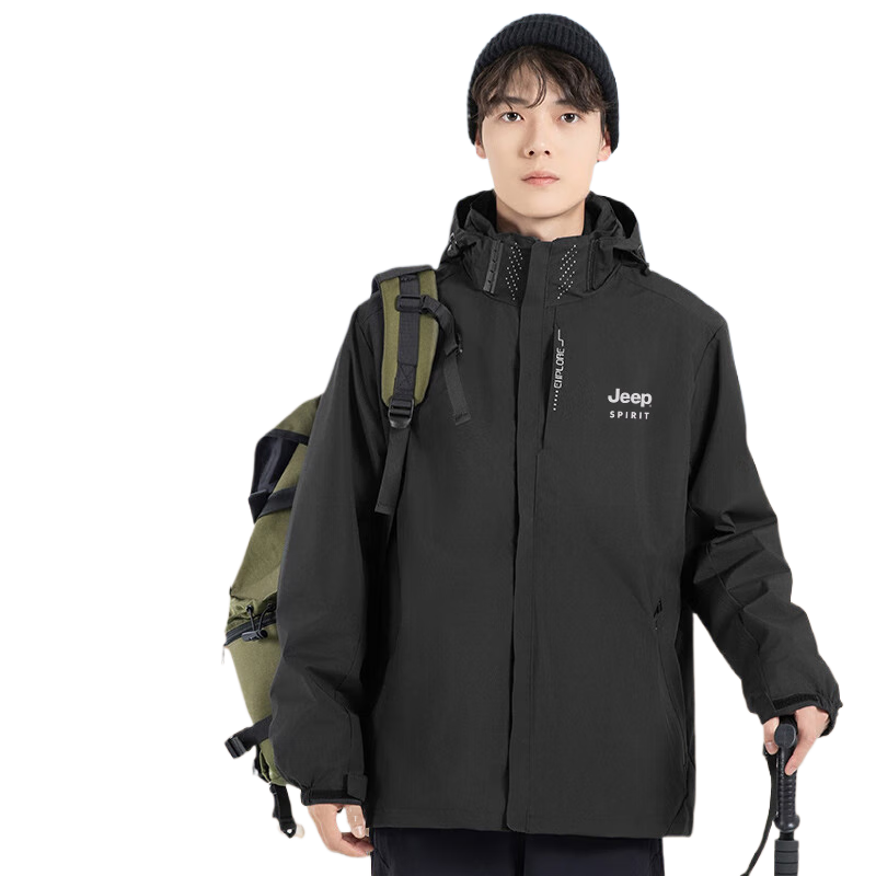 JEEP SPIRIT Outdoor Jacket for Men And Women, Three-In Two-Piece Set, Windproof, Waterproof, Warm