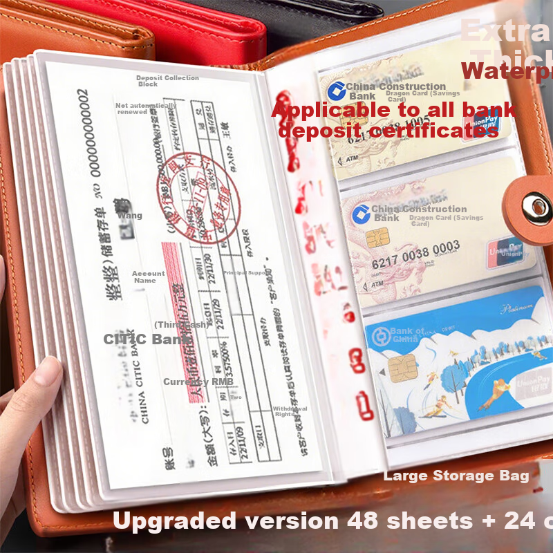 Shuxing Bill Organizer Folder, 2026 New Model, Bank Deposit Book Holder, Checkbook Cover, Invoice Holder, Multi-Functional Leather Waterproof Large Capacity Organizer, Brow