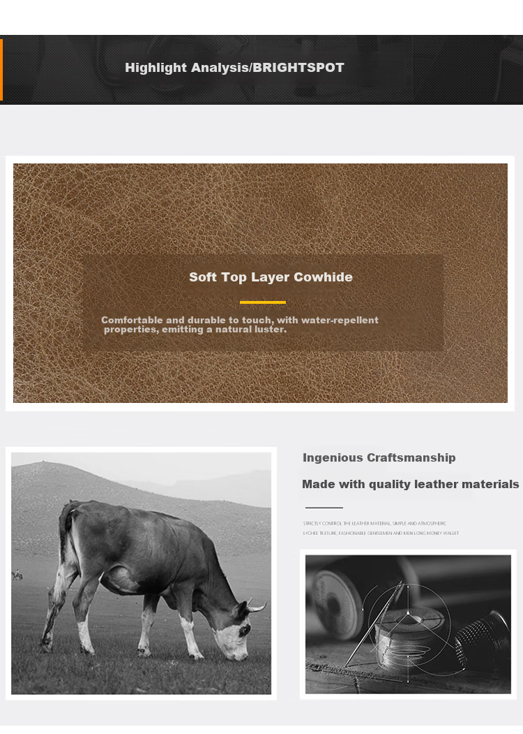 MEXICAN Men's Wallet, Top-Grain Leather, Soft Vertical Style, Multifunctional Short Card Holder, Practical Billfold 5