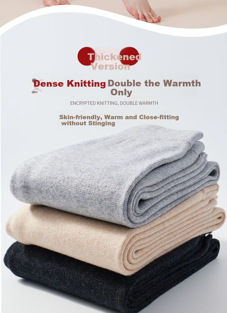 Mengyangwang Women's 100% Pure Wool Thermal Underwear Leggings, Warm Base Layer Pants for Autumn And Winter, Thick Seamless Knitted Wool Pants 10