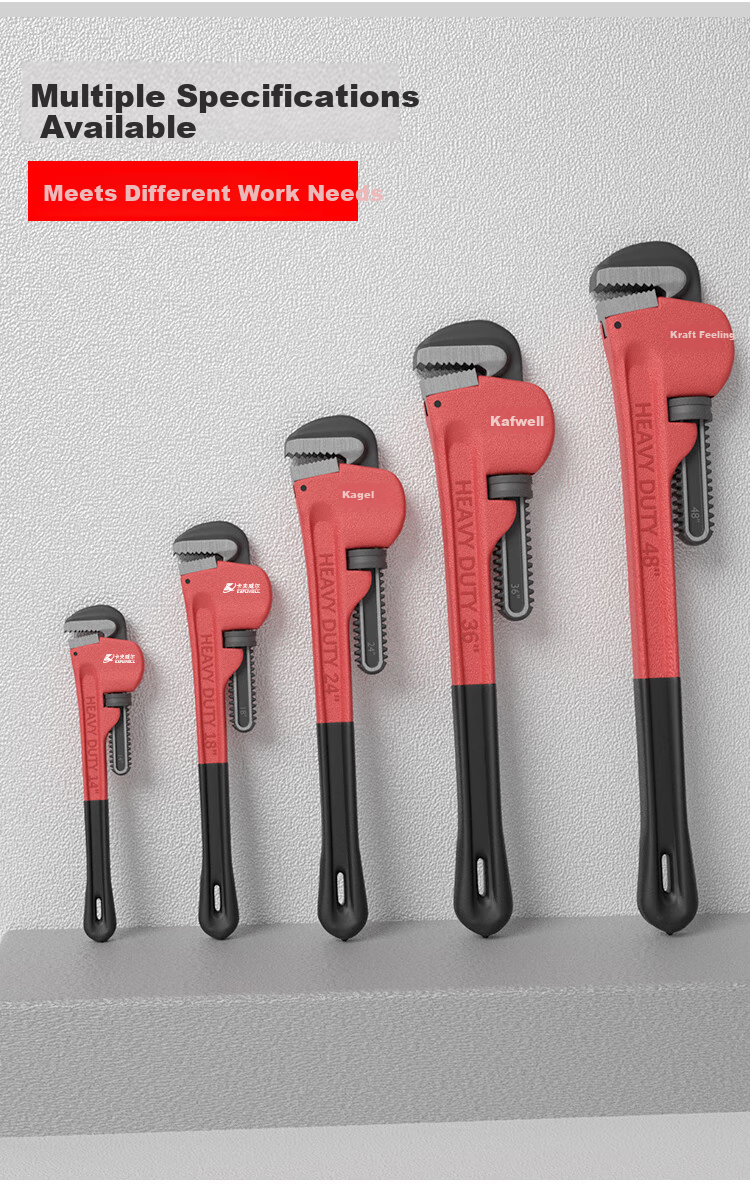 Kafuweier Heavy-Duty Pipe Wrench, Wide-Mouth Water Pipe Pliers, Adjustable Pipe Wrench, Pump Pliers for Round Pipes, Hand Vise, 8 Inches, PC5049S 5