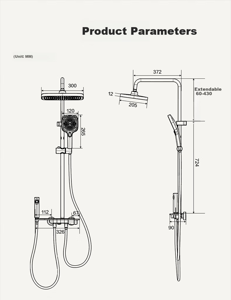 Micoe M3+Pro Thermostatic Shower Set Four Seasons Bathroom High-Pressure Shower Head Milk White 19