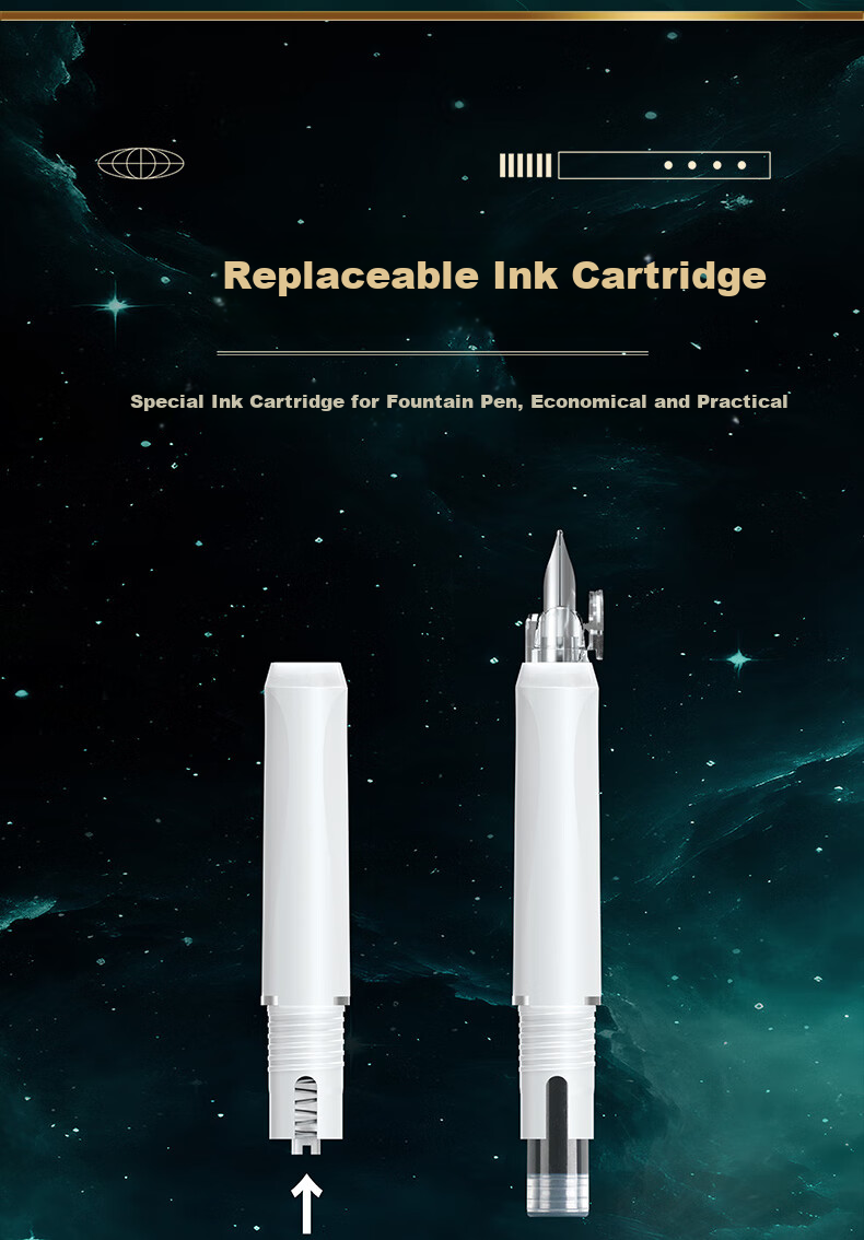 Dianshi Space Capsule Retractable Fountain Pen, Small Capsule Door for Third Grade Elementary School Students' Homework, Back-To Season Handwriting Practice, Fine Nib, Non-Spilling Ink, 7158 (Blue Barrel - Black Ink Cartridge), 1 Pen with 5 Ink Cartridges 19