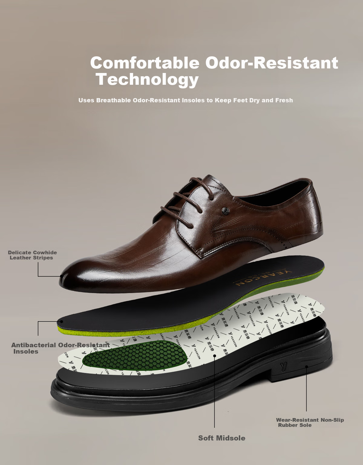 Yierkang Men's Shoes, Stylish Leather Shoes, British Style Business Formal Shoes, Derby Shoes, 59120W, Black, Size 39 5