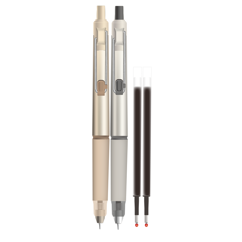 M&G Stationery Premium Retractable Gel Pen Black 0.5mm ST Tip Writing Set 2 Pens + 2 Black Refills Student Exam Office Essential HAGP2698