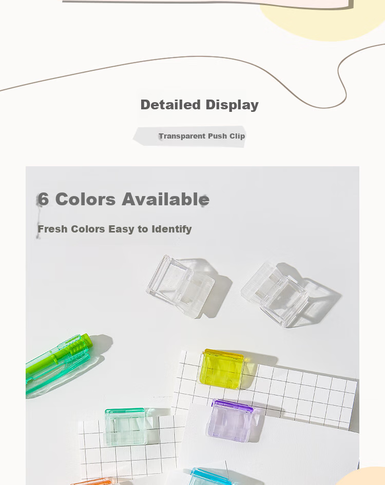 Sannianerban Push Clip, Transparent Refillable Small Clip, Stationery, Multi-Functional File Folder for Students, Push Clip for Exam Papers And Books, Storage Organizer, Office Supplies, Document Folder 3