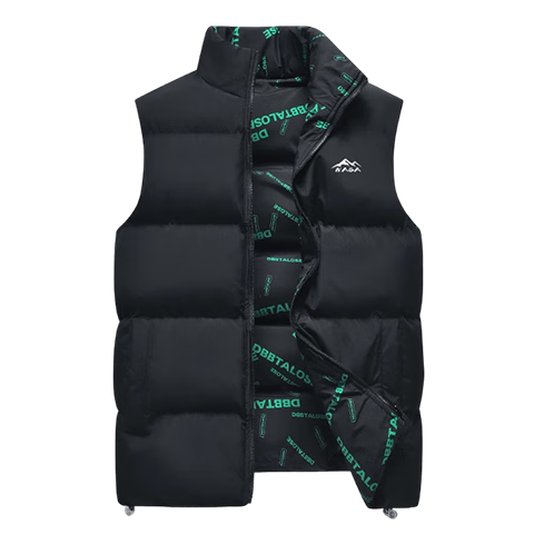 NASA MARVEL Cotton Vest Autumn Winter Men's Sleeveless Stand Collar Reversible Warm Couple Jacket Black 5XL